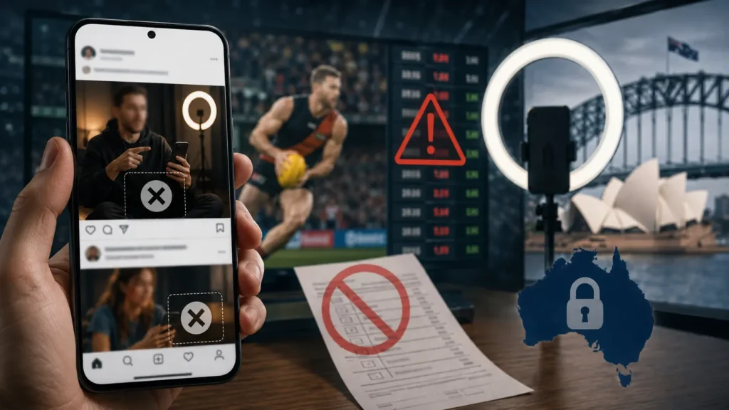 Social media influencer gambling promotion restrictions with Australian sport and online betting ads