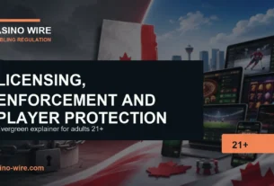 CasinoWire regulation guide showing licensing enforcement compliance and player protection themes