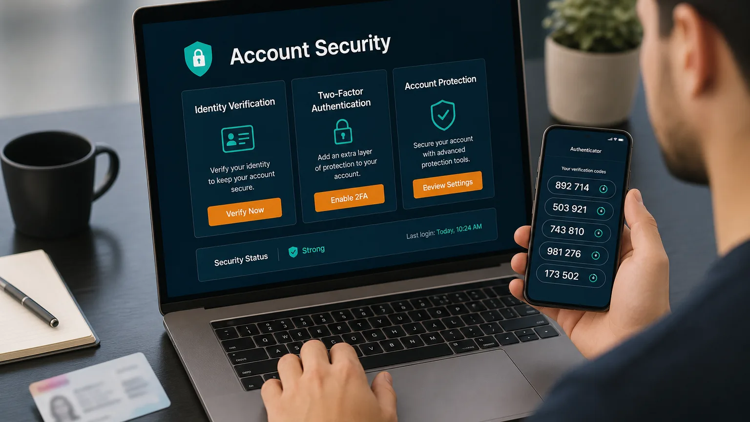 Adult online casino user checking KYC and two-factor authentication security settings