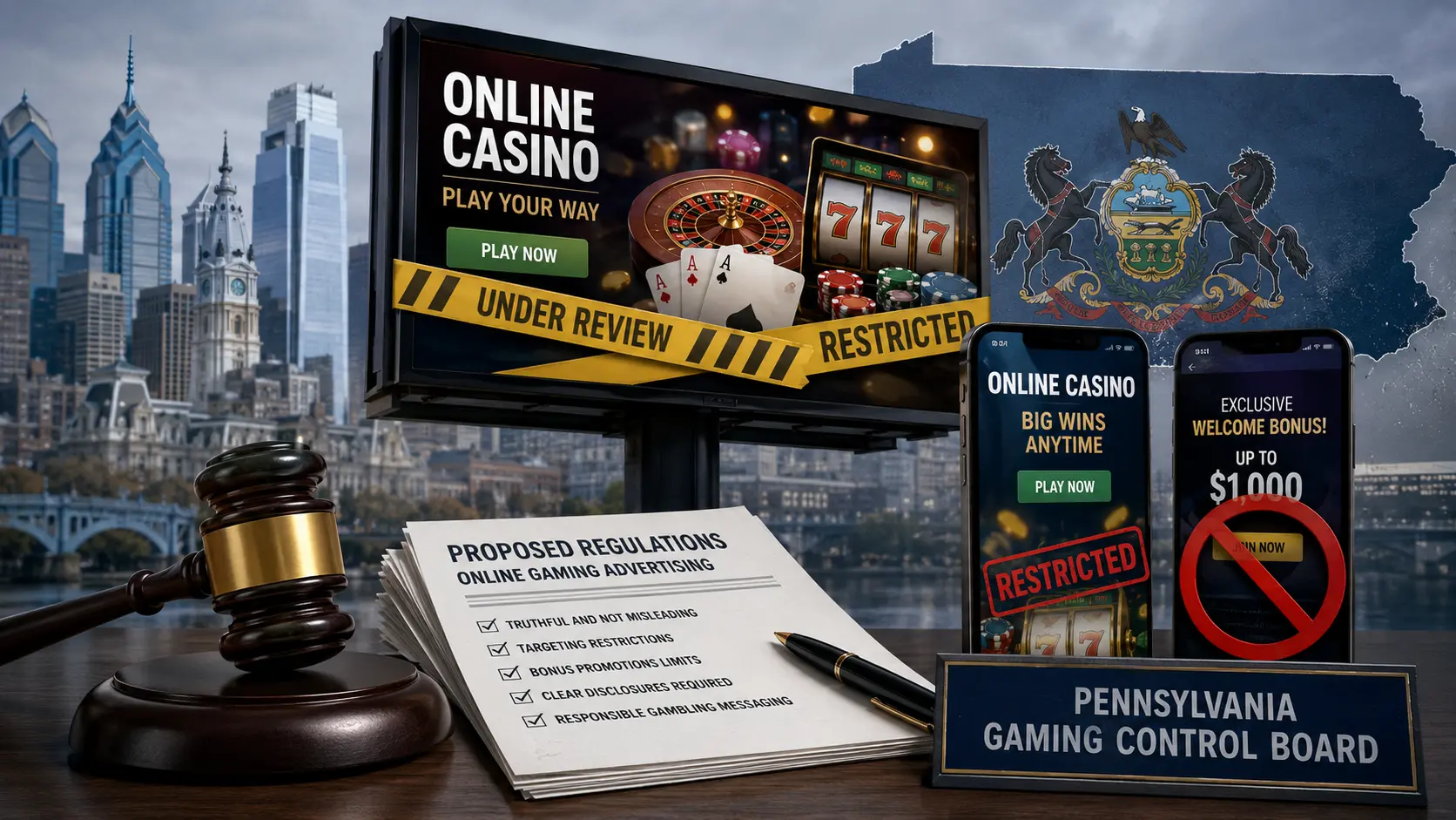 Pennsylvania Gaming Control Board review of online casino advertising restrictions
