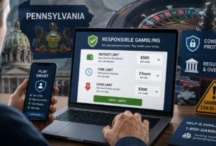 Pennsylvania online casino responsible gambling screen with deposit time and loss limits