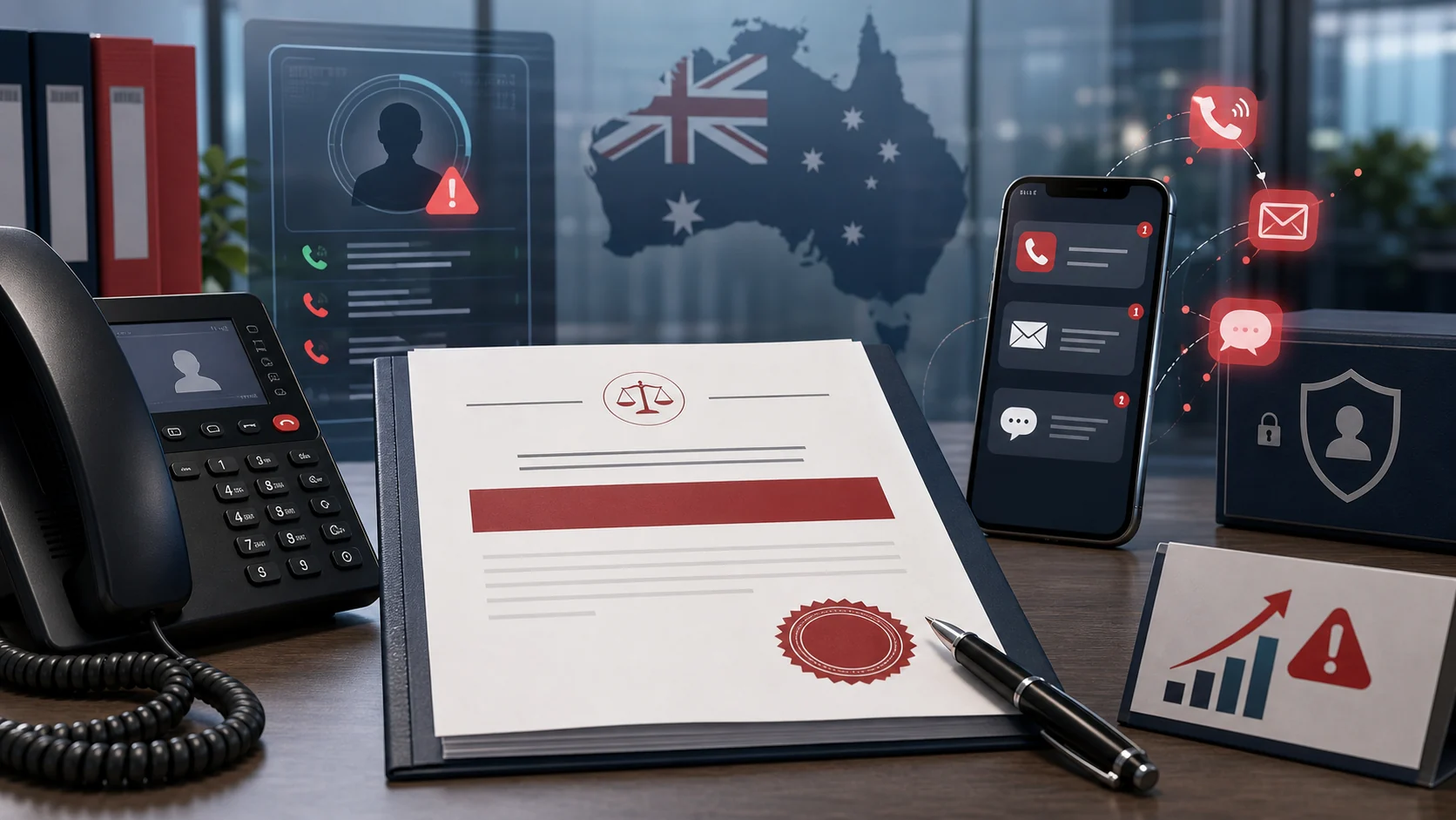 Australian gambling marketing enforcement scene with phone calls, email messages and a regulatory document