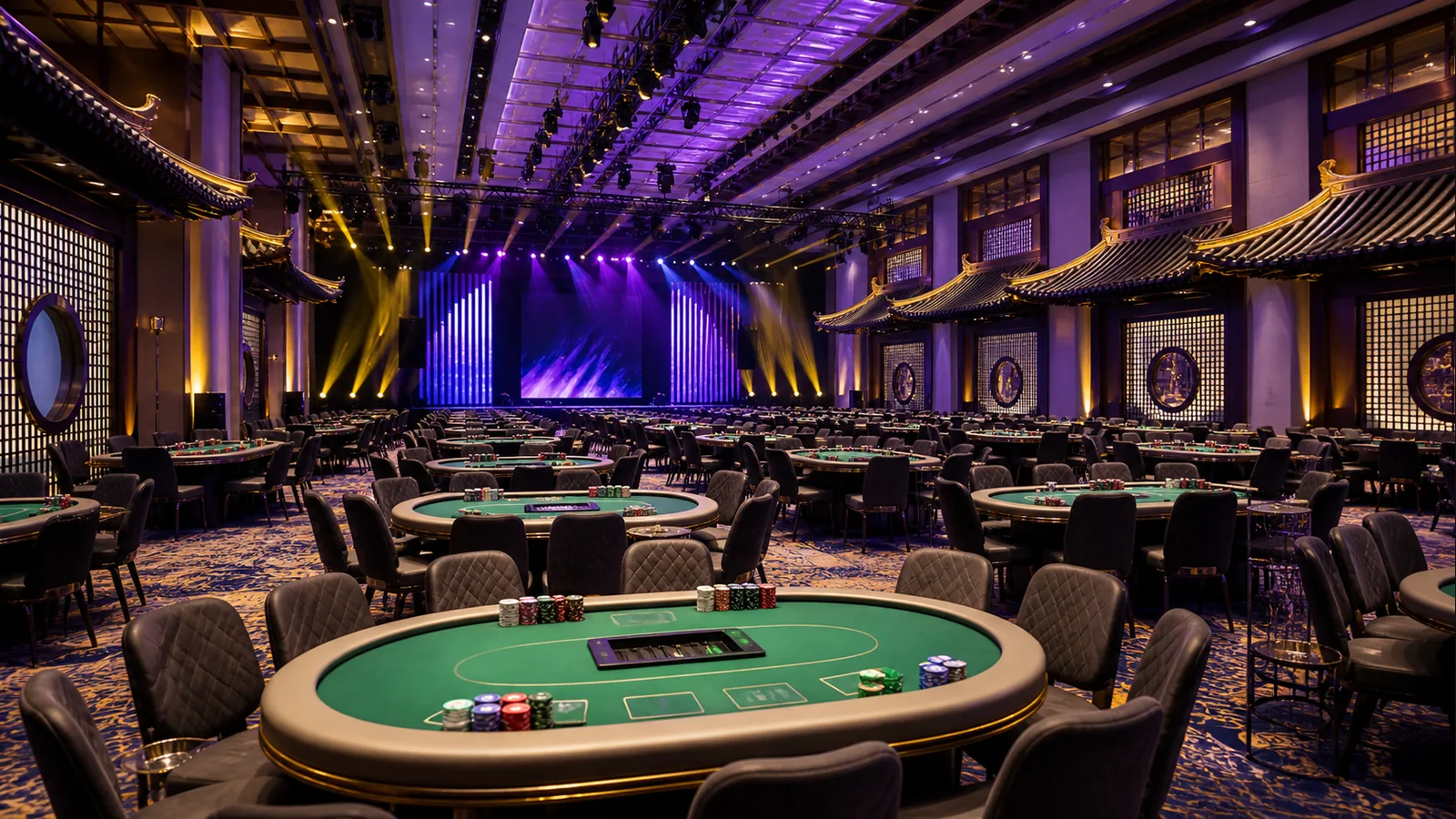 Conceptual international poker tournament hall illustrating APT Incheon 2026 at Paradise City
