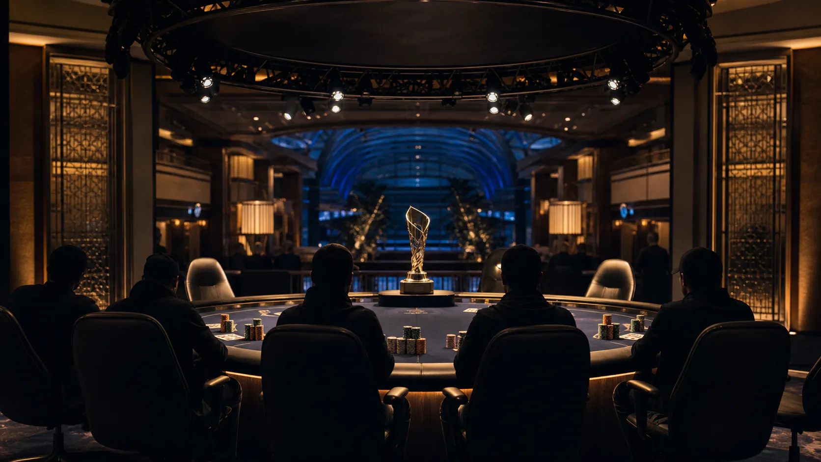 Conceptual high-stakes poker final inside a luxury integrated resort in Incheon