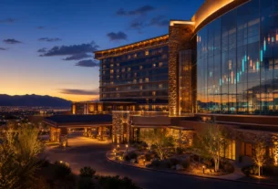 Brand-neutral Nevada casino resort illustrating Century Casinos record second-quarter revenue and stronger Nugget performance