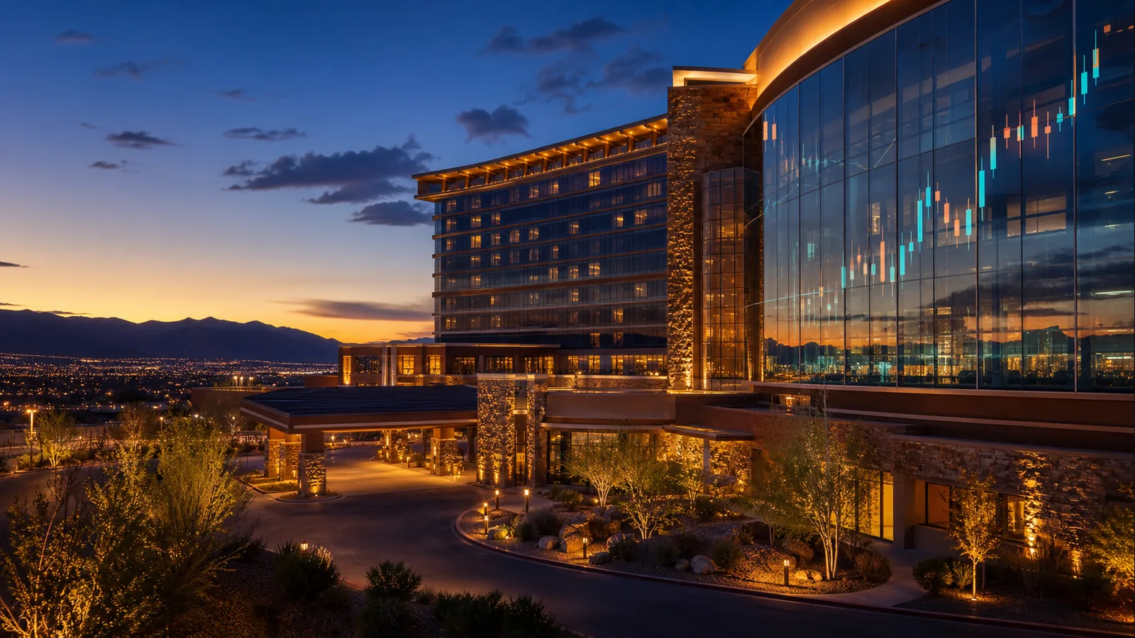 Brand-neutral Nevada casino resort illustrating Century Casinos record second-quarter revenue and stronger Nugget performance