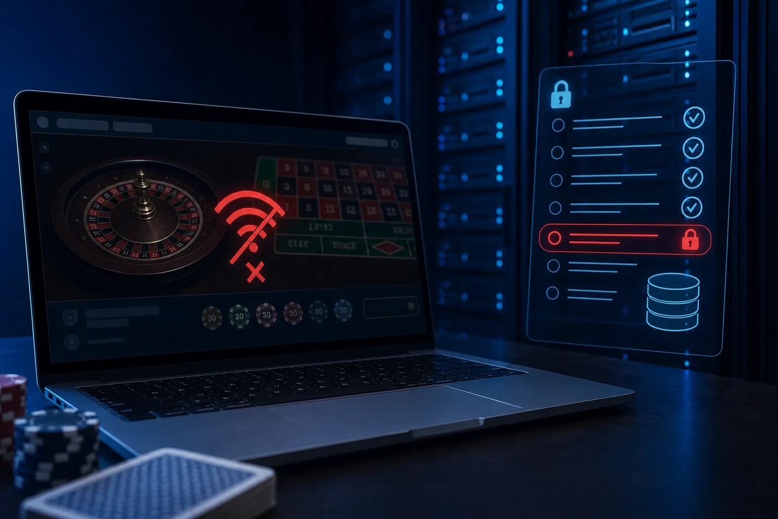 Online casino game interrupted by a connection loss with a recorded round identifier