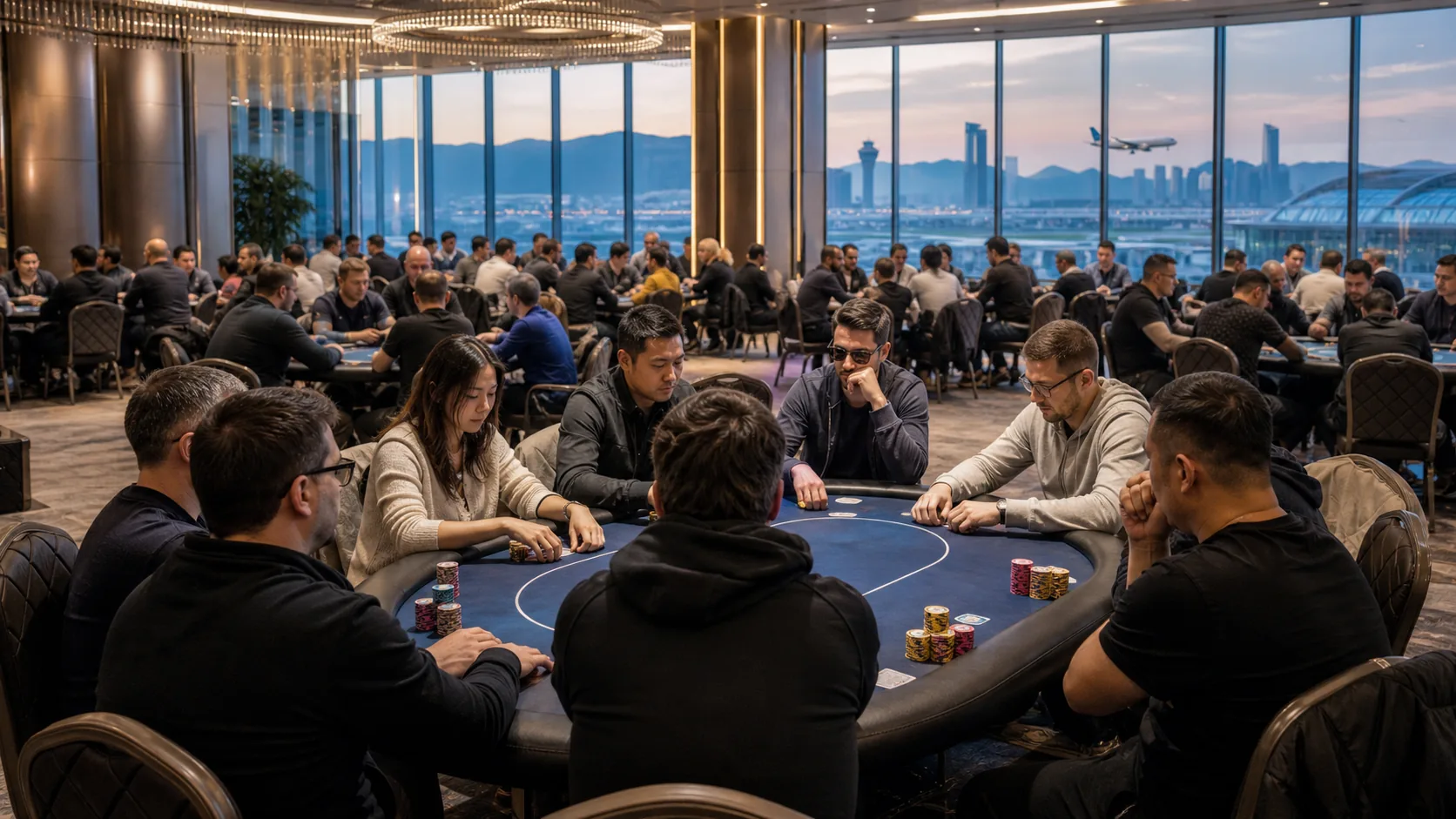 Conceptual international poker tournament at an integrated resort near Incheon airport