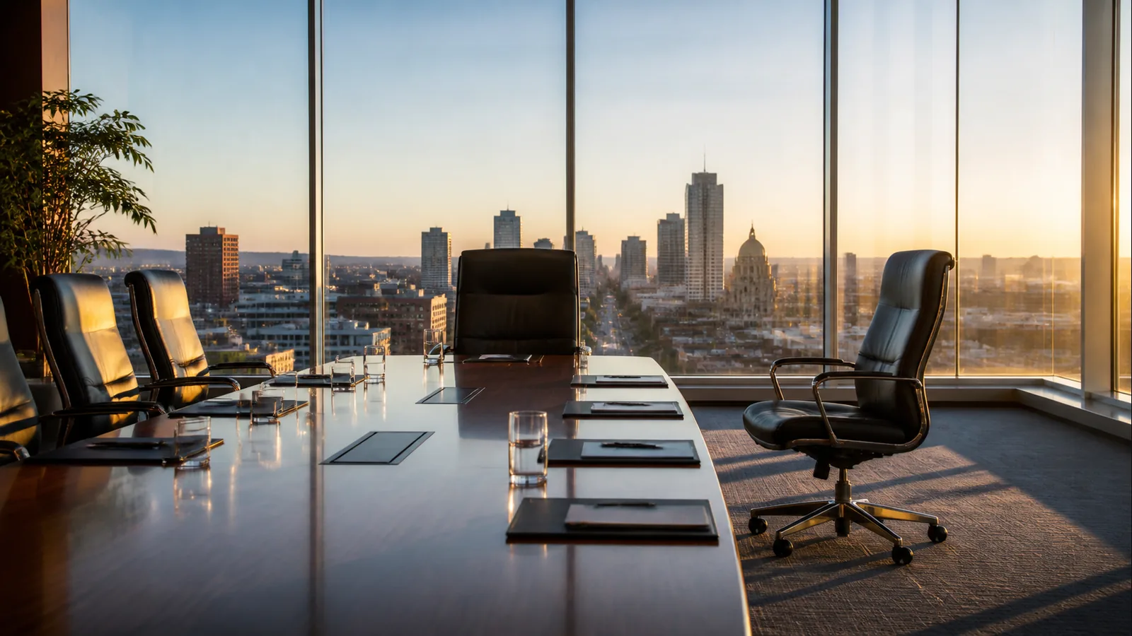 Symbolic executive boardroom illustrating Mark Phelan taking over leadership of Accel Entertainment