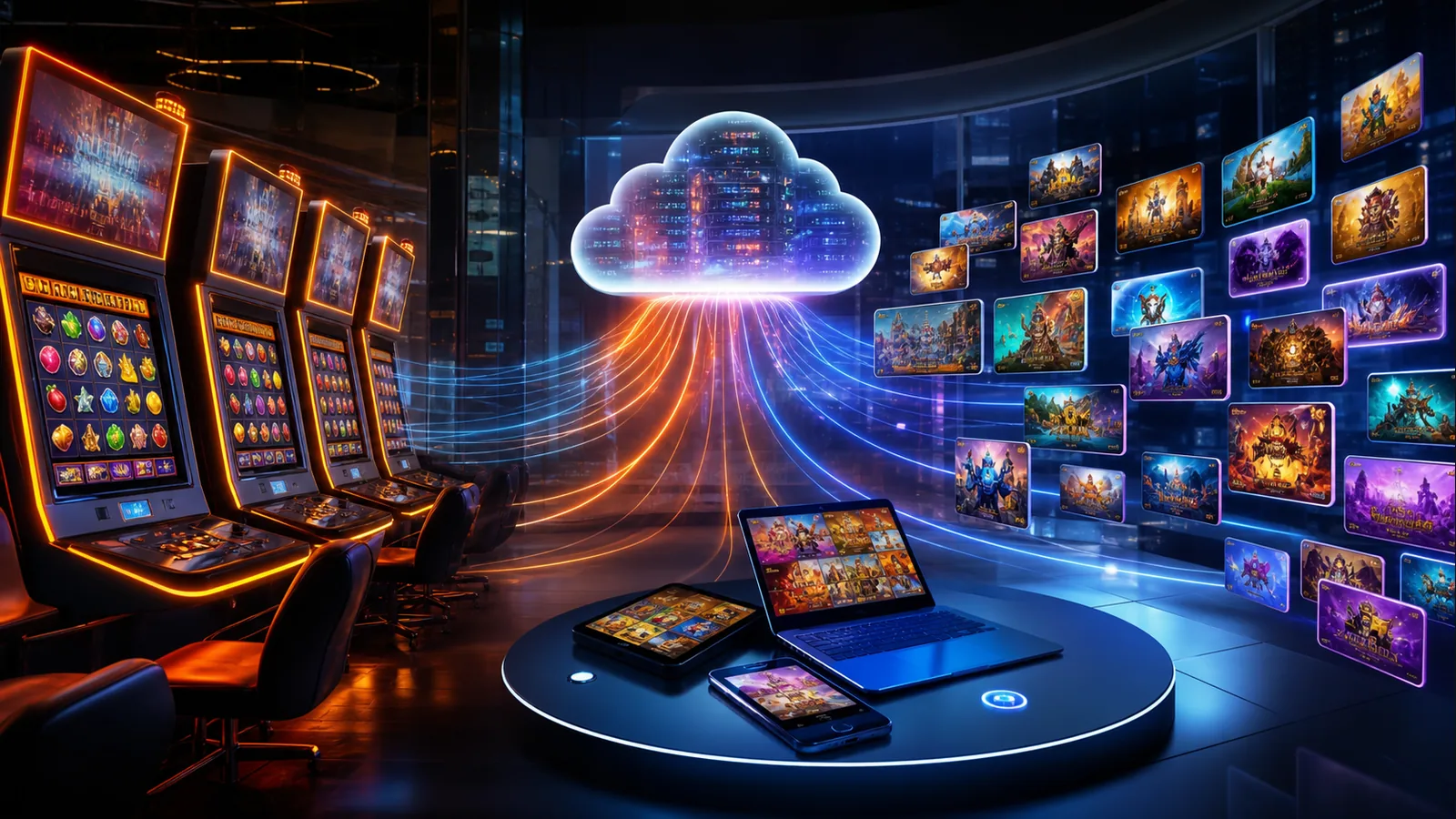 Conceptual omnichannel gaming platform combining casino machines and online content after the GAN and Stakelogic acquisitions