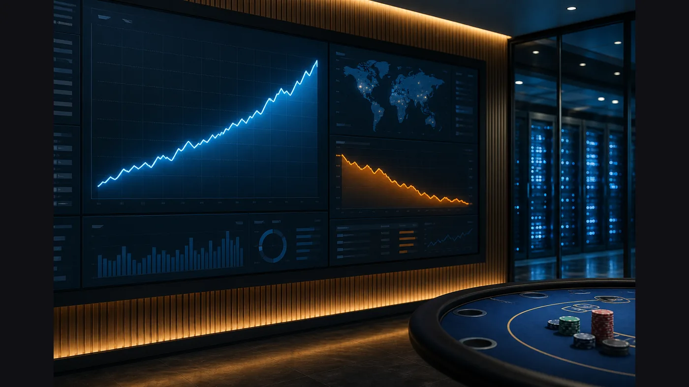 Conceptual analytics display illustrating higher gaming revenue alongside an operating loss